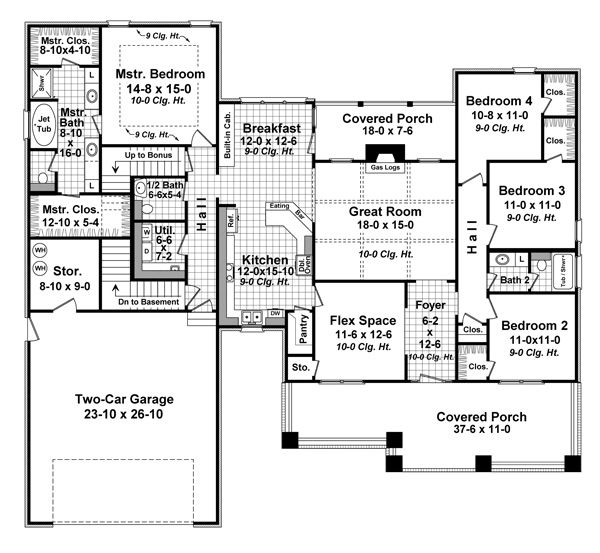 Cottage Country Craftsman Level One of Plan 59939