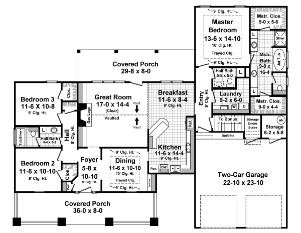 Cottage Country Craftsman Level One of Plan 59944