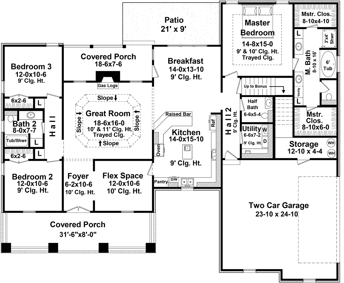 Country Craftsman Traditional Level One of Plan 59945