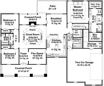 House Plan 59945 First Level Plan