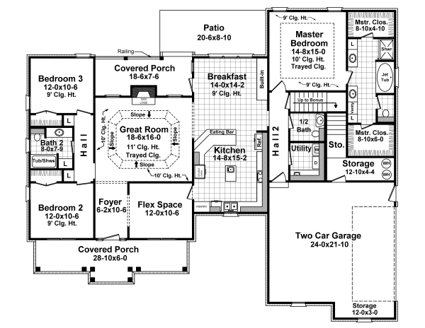 Cottage European Southern Traditional Level One of Plan 59946