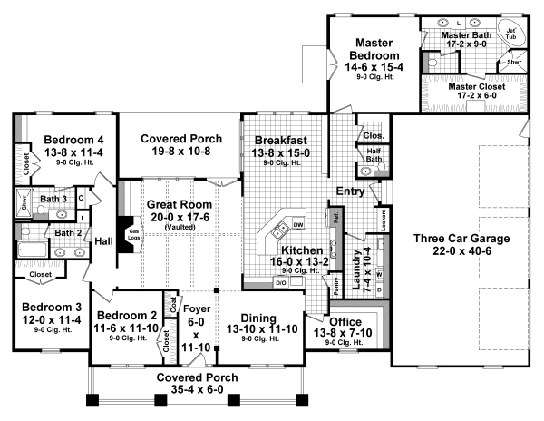 Cottage Country Craftsman Level One of Plan 59947