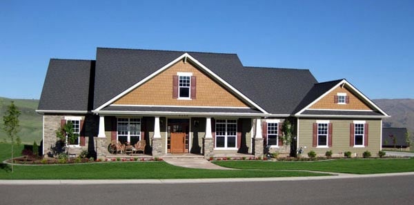 Cottage, Country, Craftsman Plan with 2800 Sq. Ft., 4 Bedrooms, 4 Bathrooms, 3 Car Garage Elevation