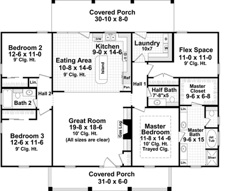 House Plan 59952 First Level Plan