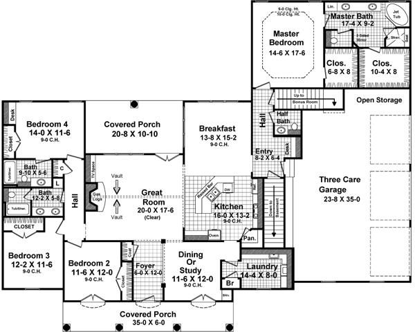 Acadian Country European French Country Southern Level One of Plan 59956