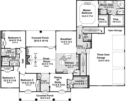 House Plan 59956 First Level Plan