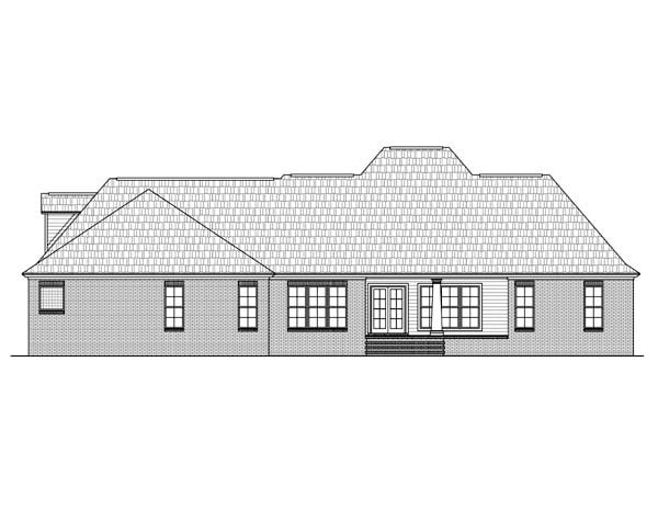 Acadian Country European French Country Southern Rear Elevation of Plan 59956