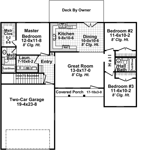 Country Ranch Traditional Level One of Plan 59957