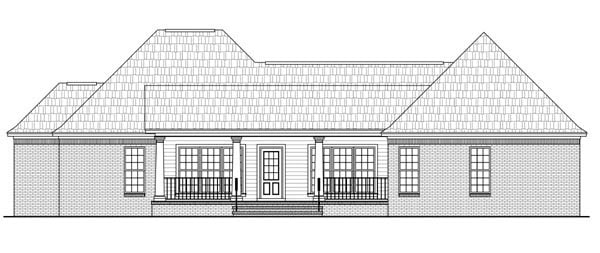 Acadian Country European Traditional Rear Elevation of Plan 59959