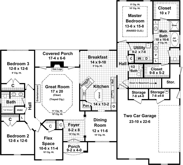 European French Country Traditional Level One of Plan 59966