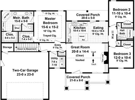 House Plan 59968 First Level Plan