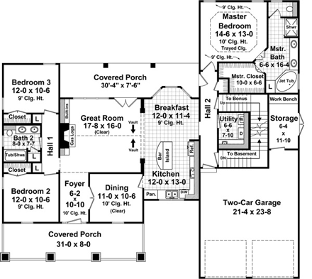 House Plan 59970 First Level Plan