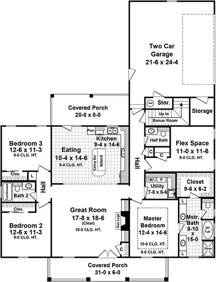 House Plan 59972 First Level Plan