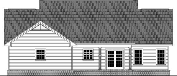 Colonial Country Ranch Traditional Rear Elevation of Plan 59976