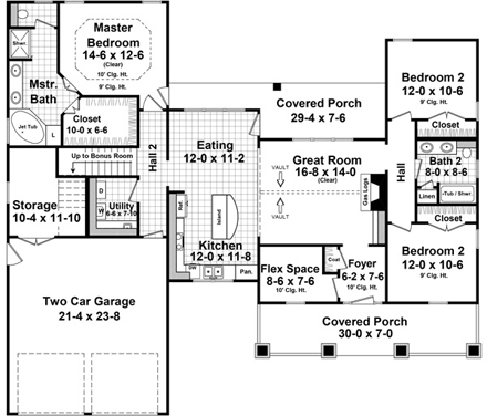 House Plan 59979 First Level Plan