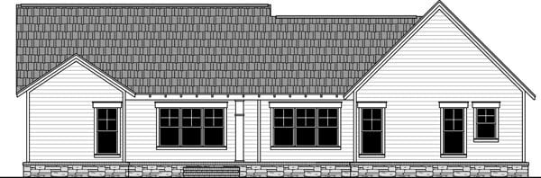 Country Craftsman Traditional Rear Elevation of Plan 59979