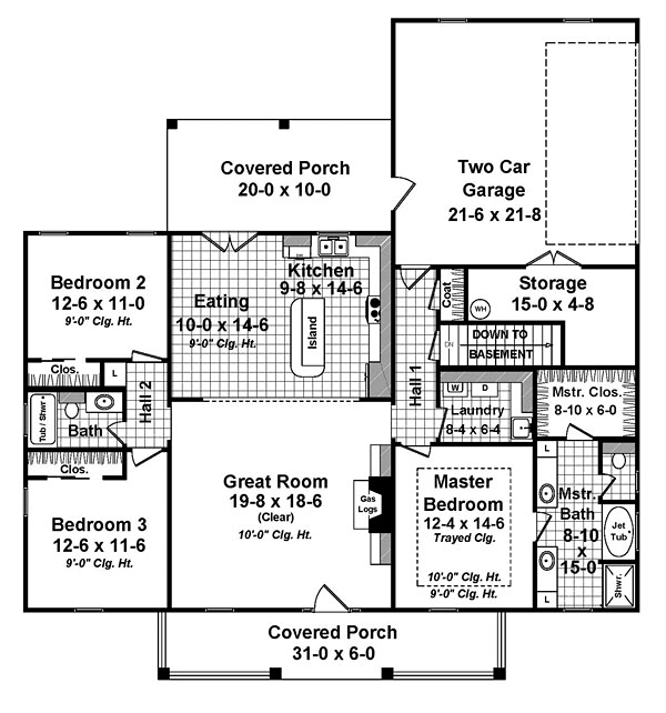 Acadian European French Country Level One of Plan 59987