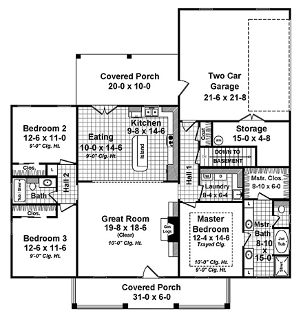 House Plan 59987 First Level Plan