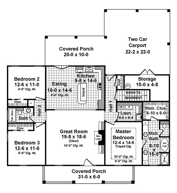 Country Ranch Traditional Level One of Plan 59988