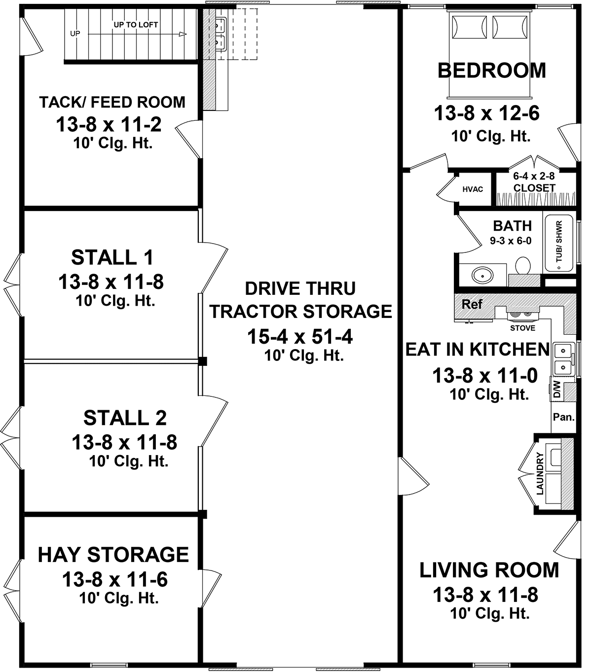 Barndominium Country Farmhouse Level One of Plan 59991