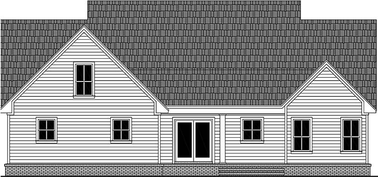 Country Farmhouse Ranch Southern Rear Elevation of Plan 59996