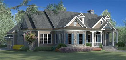 Cottage Country Craftsman Elevation of Plan 60000