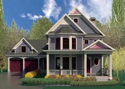 Country Craftsman Southern Victorian Elevation of Plan 60007