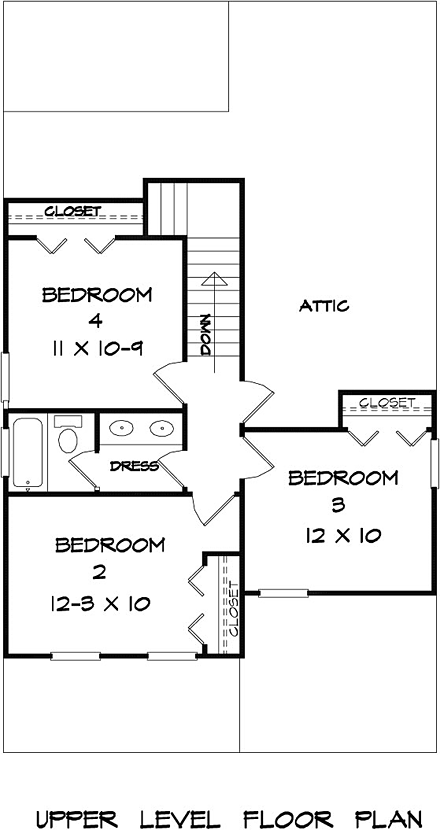 House Plan 60009 Second Level Plan