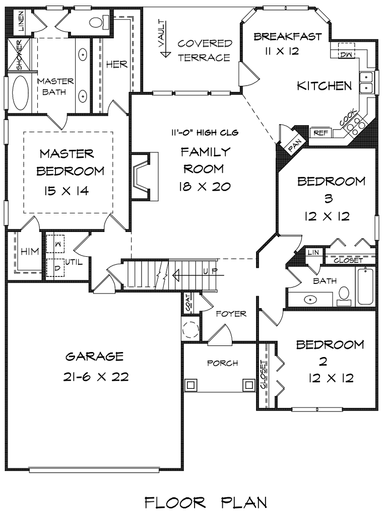 Country Craftsman Traditional Level One of Plan 60011