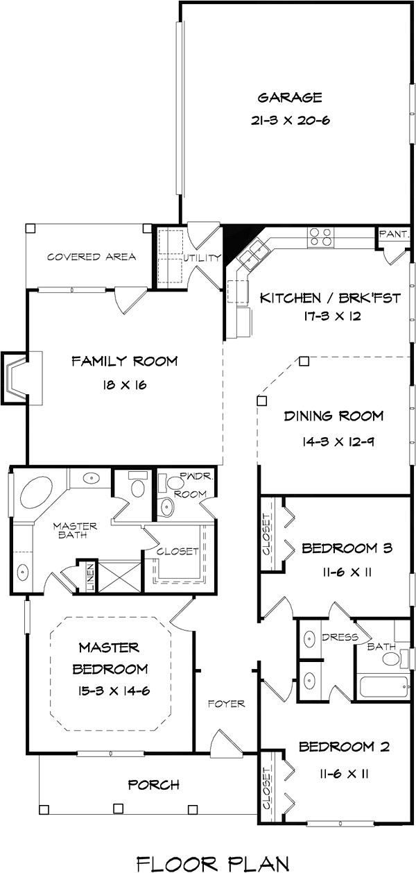 Cottage Country Traditional Level One of Plan 60015