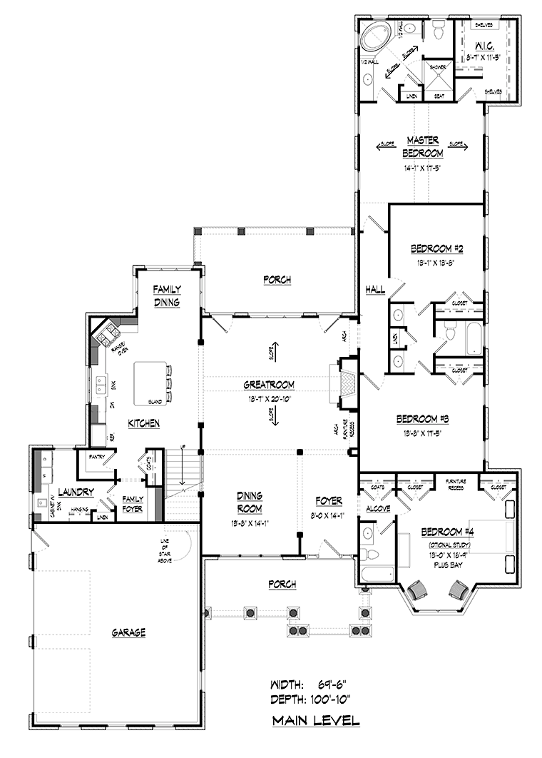 Colonial Southern Traditional Level One of Plan 60020