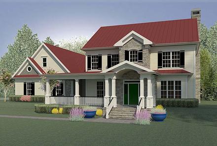 Country Farmhouse Southern Traditional Elevation of Plan 60022