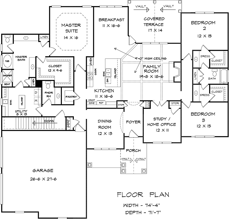 Craftsman Traditional Level One of Plan 60024
