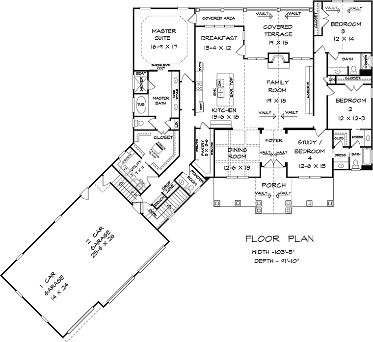 Craftsman Traditional Level One of Plan 60026