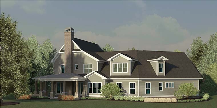 Country Craftsman Farmhouse Southern Rear Elevation of Plan 60029