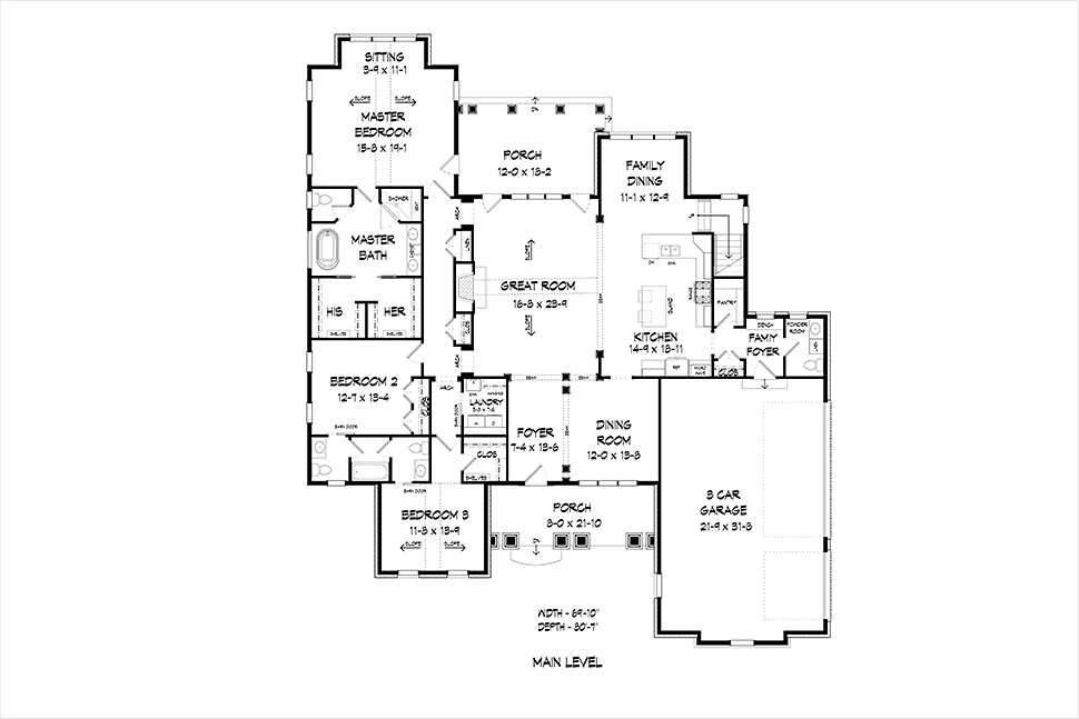 Craftsman Traditional Level One of Plan 60032