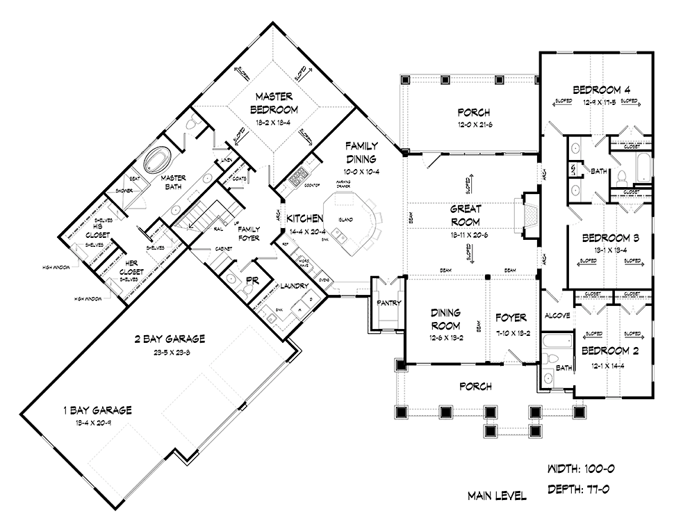 Craftsman Traditional Level One of Plan 60036