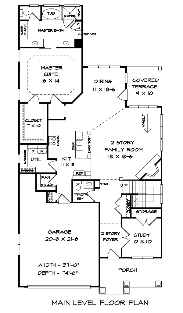 Bungalow Cottage Craftsman Traditional Level One of Plan 60037