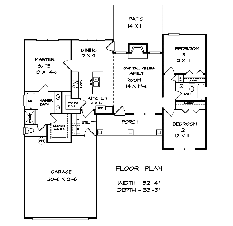 Craftsman Ranch Traditional Level One of Plan 60047