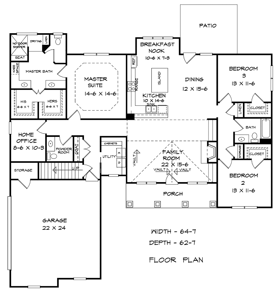 Bungalow Cottage Craftsman Level One of Plan 60049