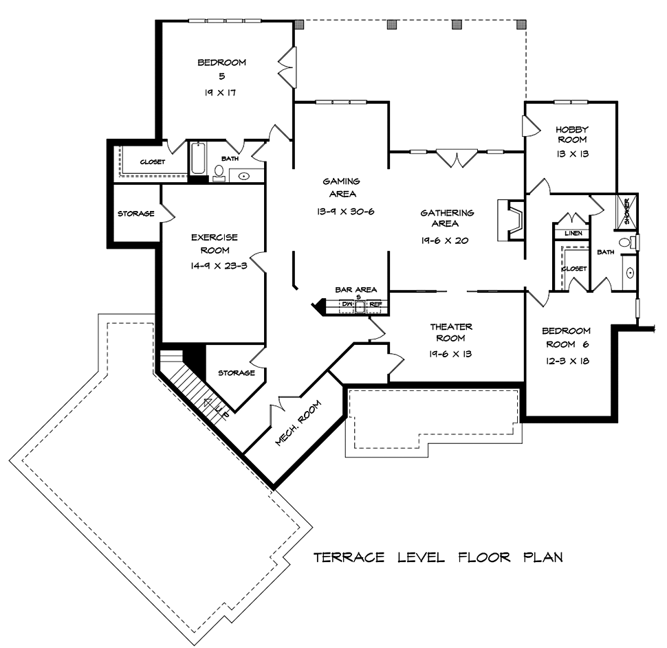 Craftsman Traditional Lower Level of Plan 60055