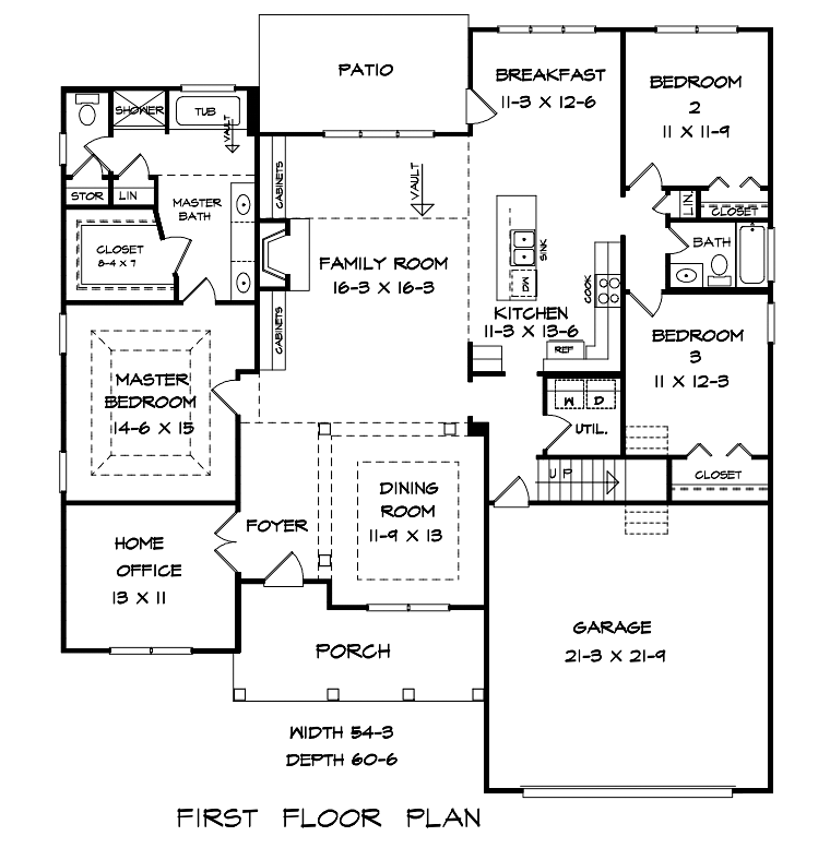 Craftsman Traditional Level One of Plan 60058