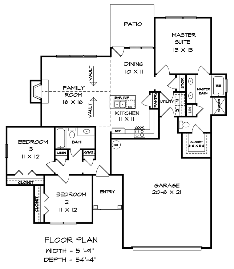 Craftsman Ranch Traditional Level One of Plan 60060