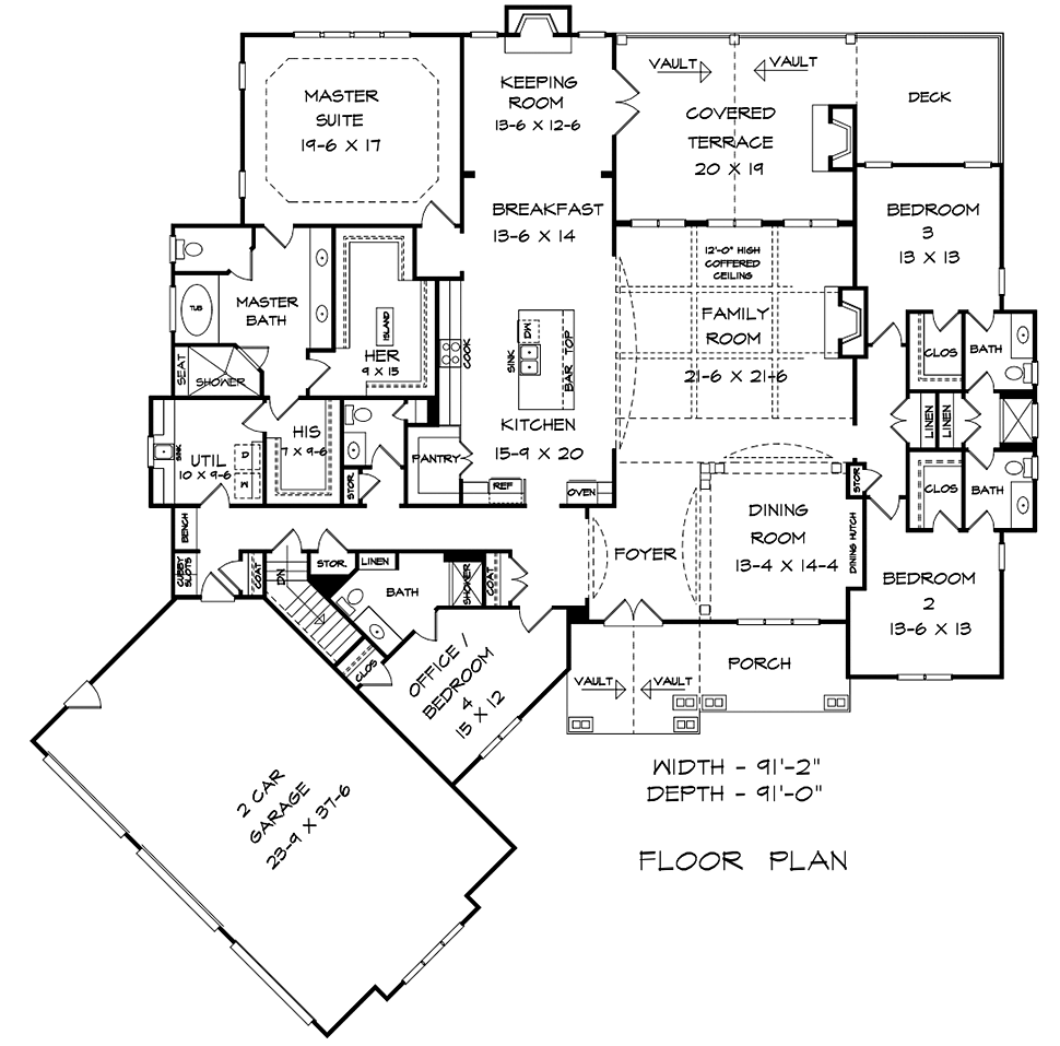 Cottage Country Craftsman Traditional Level One of Plan 60062