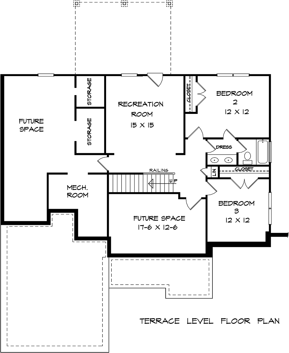 Craftsman Traditional Lower Level of Plan 60064