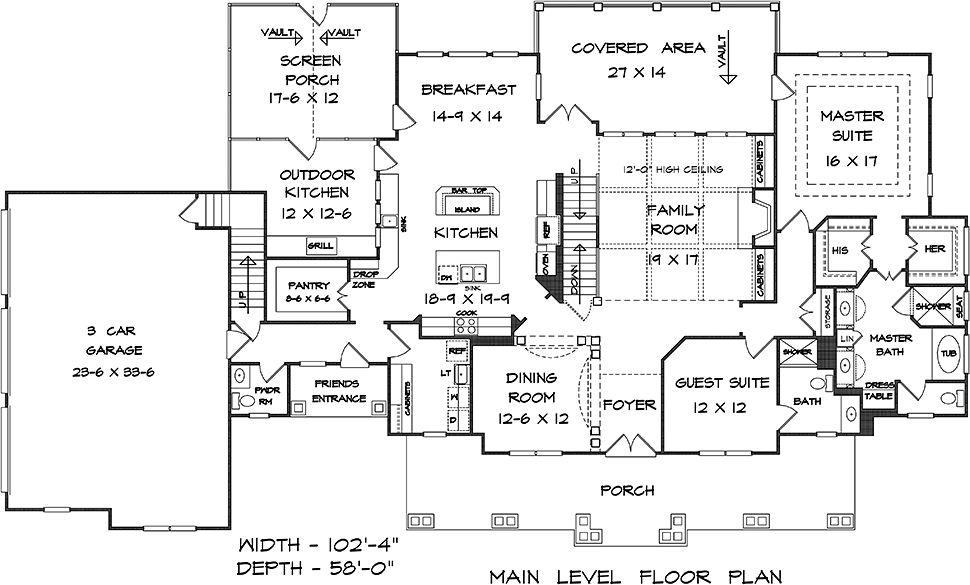 Craftsman Traditional Level One of Plan 60065