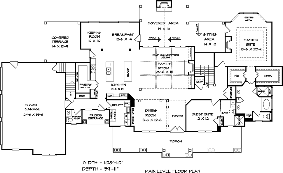 Craftsman Traditional Level One of Plan 60066