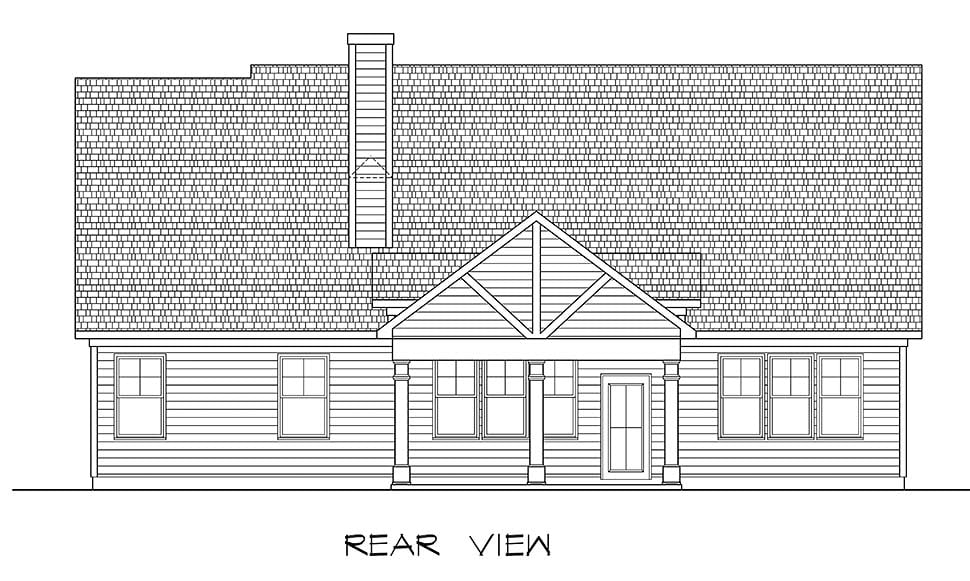 Craftsman Traditional Rear Elevation of Plan 60067