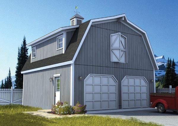 Farmhouse Style 2 Car Garage Plan 6007