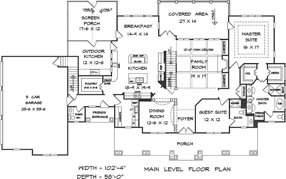 Craftsman Traditional Level One of Plan 60070